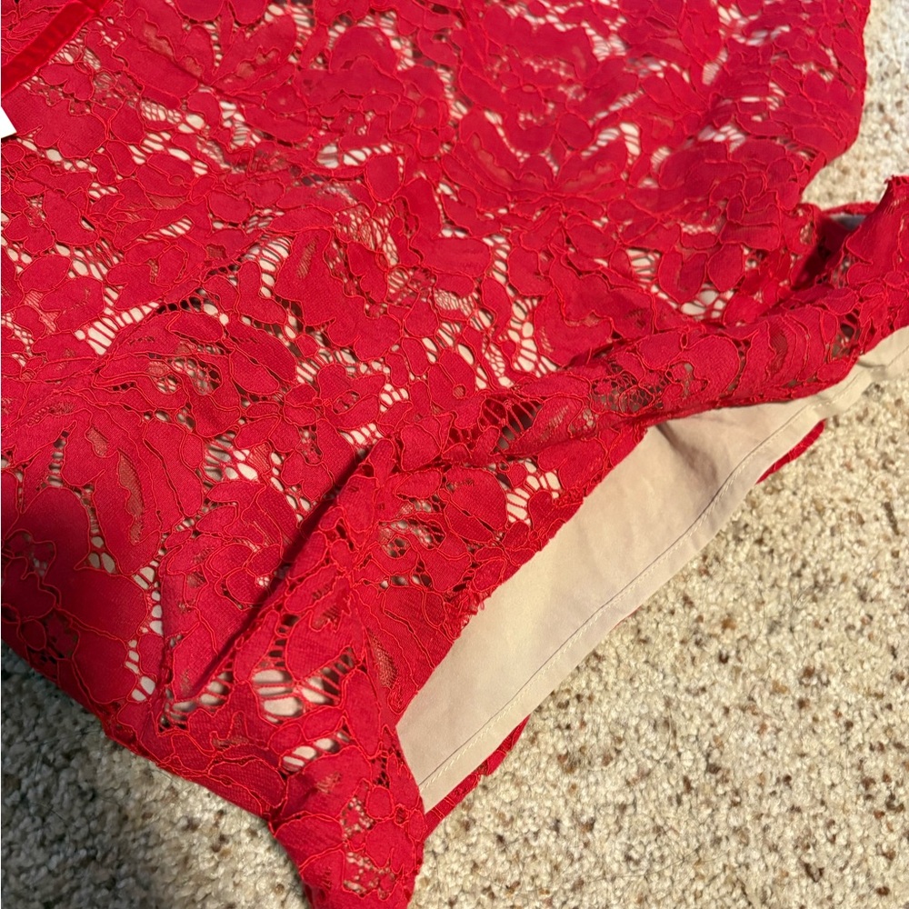NWT Tobi Red Off-Shoulder Lace Romper Size Small - Picture 8 of 12